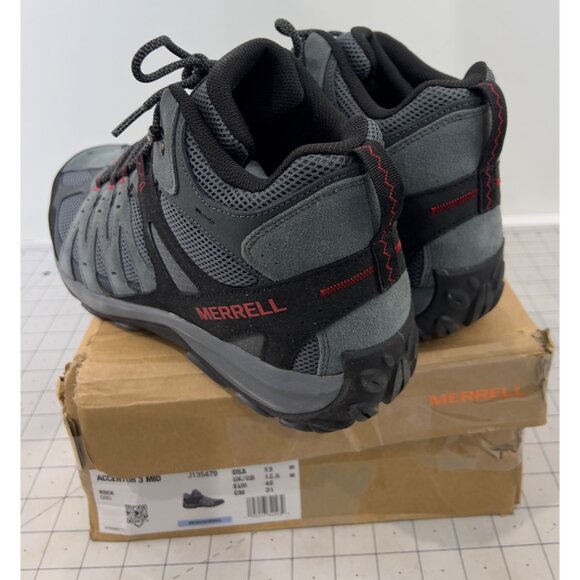 Merrell Men's Accentor 3 Waterproof Mid Hiking Boots Rock/Gray Sz. 13 New - Picture 7 of 8